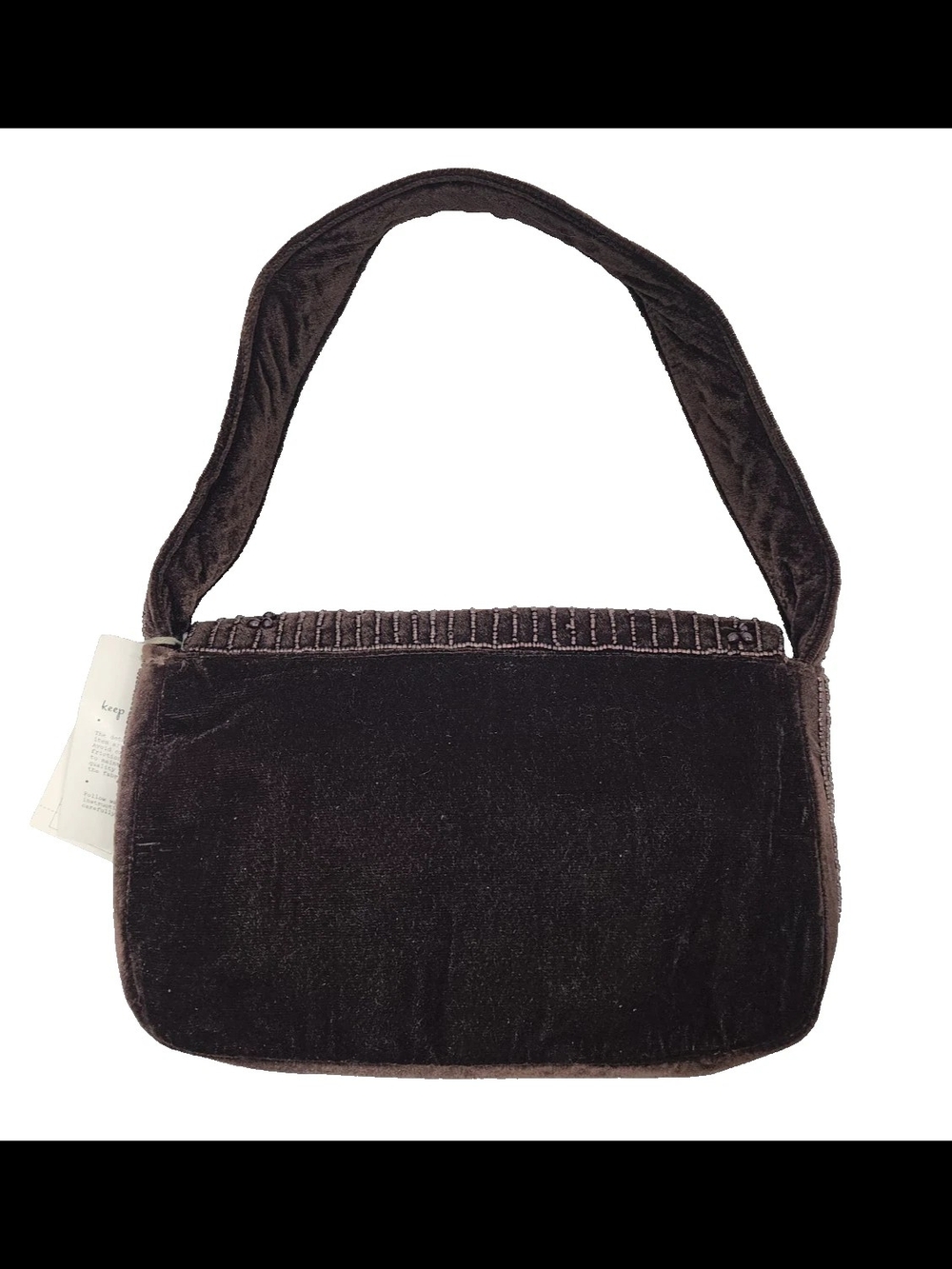 A New Day-Brown Velvet Beaded Martini Glass Shoulder Bag  - Picture 3 of 5